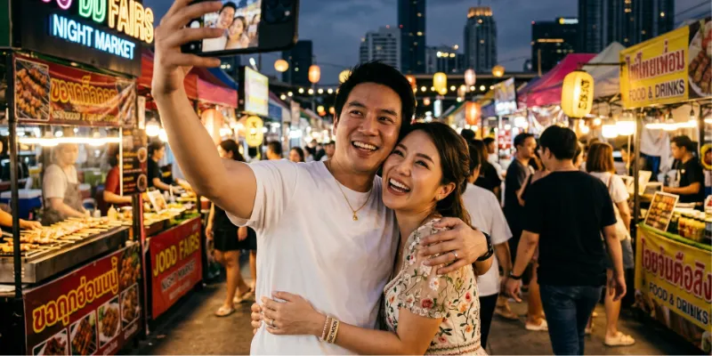 Honeymoon in Bangkok - shopping at night market