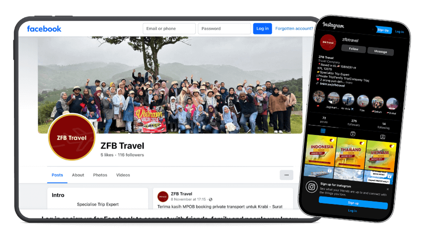 ZFB Travel - Facebook and Instagram